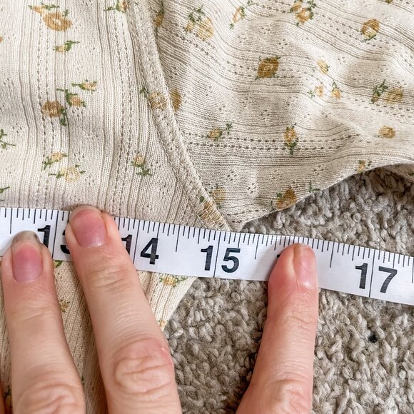 Doen Amelie Yellow Floral Pointelle Button Down Tee Top Shirt, Size XS - Picture 10 of 10